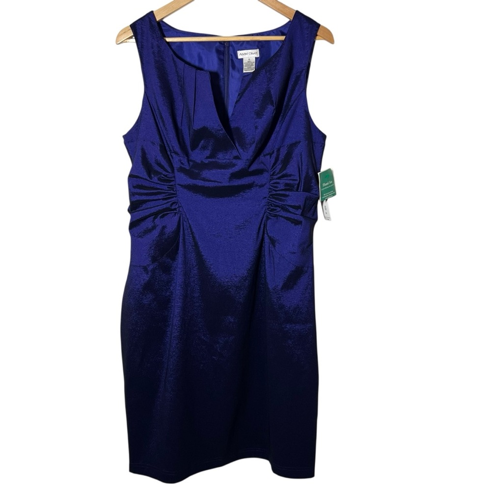 NWT Andre Oliver Sleeveless Sheath Dress with Pleated Waist Size 16